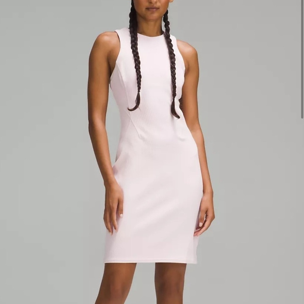 NWT Lululemon Ribbed Softstreme Slim-Fit Tank Dress Flush Pink Size 4
